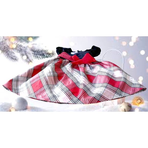 Bonnie Jean Velour Red Plaid Dress Toddler Girl 3T Christmas Bows Valentine EUC - Picture 9 of 12